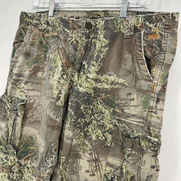 Vintage y2k Women's Green Camo Realtree Girl Baggy Wide Leg Cargo Pants Sz 34 - Picture 2 of 8